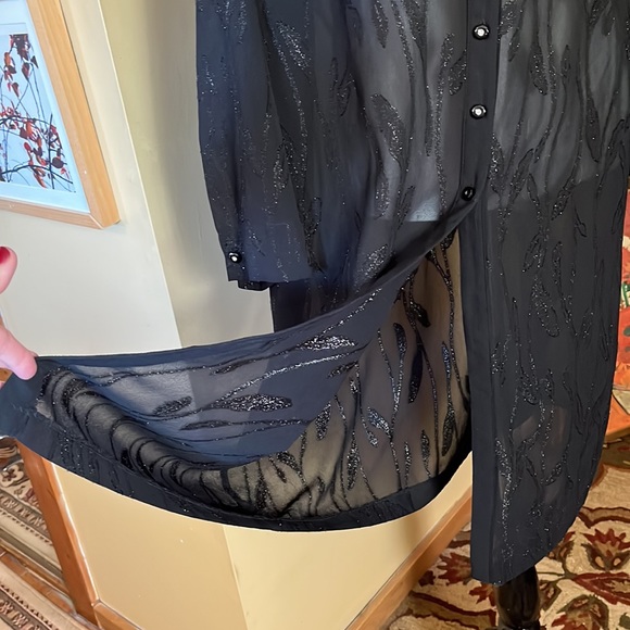 Vintage R&K Originals Women Size 18W Duster Dress Transparent Rhinestone Disco - Picture 12 of 16